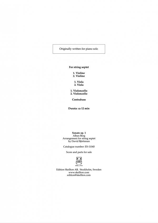 Berg, Alban: Sonate op. 1 (arr. for string septet) - Image 2