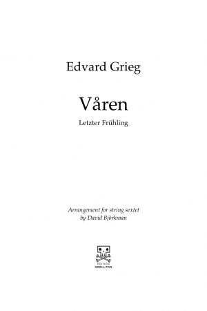 Grieg, Edvard: Våren, (Letzter Fühling)