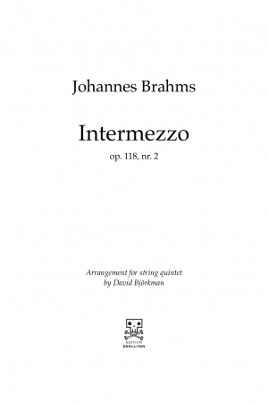 Brahms, Johannes: Intermezzo op. 118, nr. 2