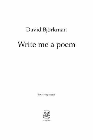 Björkman, David: Write me a poem