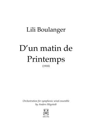 Boulanger, Lili: D'un matin de printemps