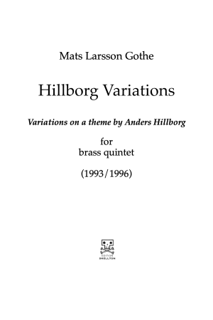 Larsson Gothe, Mats: Hillborg Variations
