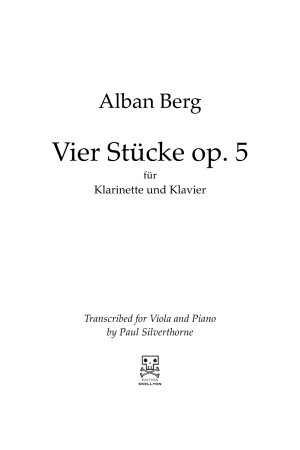 Berg, Alban: Vier Stücke op. 5