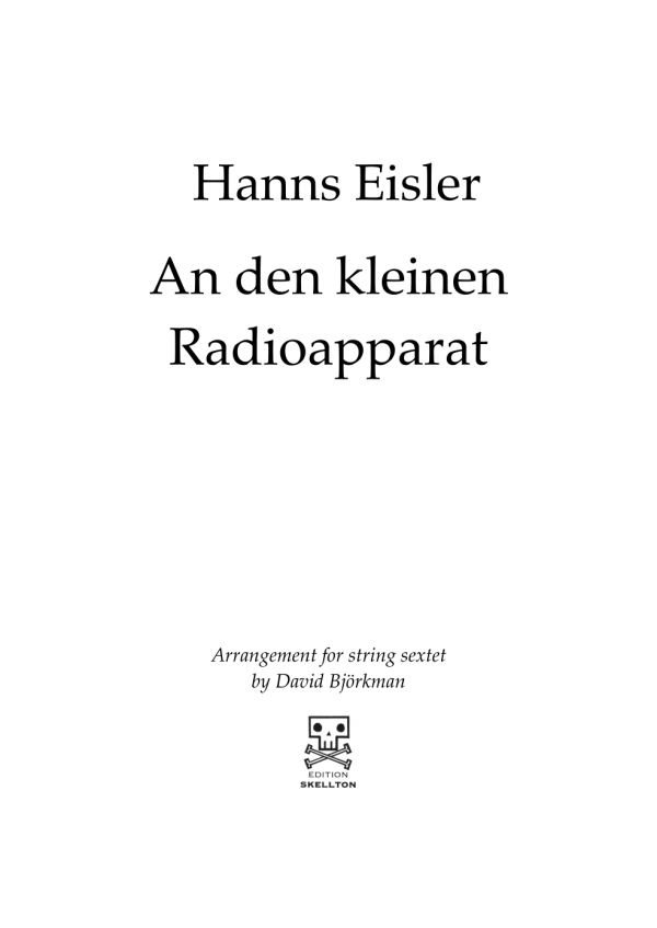 Eisler, Hanns: An den kleine Radioapparat